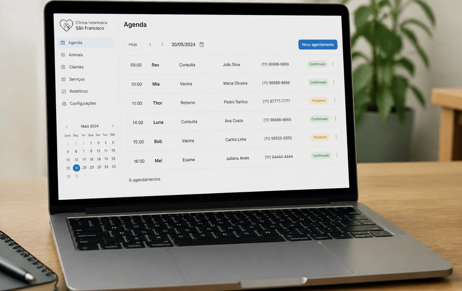 Dashboard VETCOM para clínicas